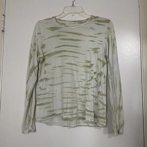 Reformation Jeans Green zebra stripe long sleeve lightweight cotton shirt Small
